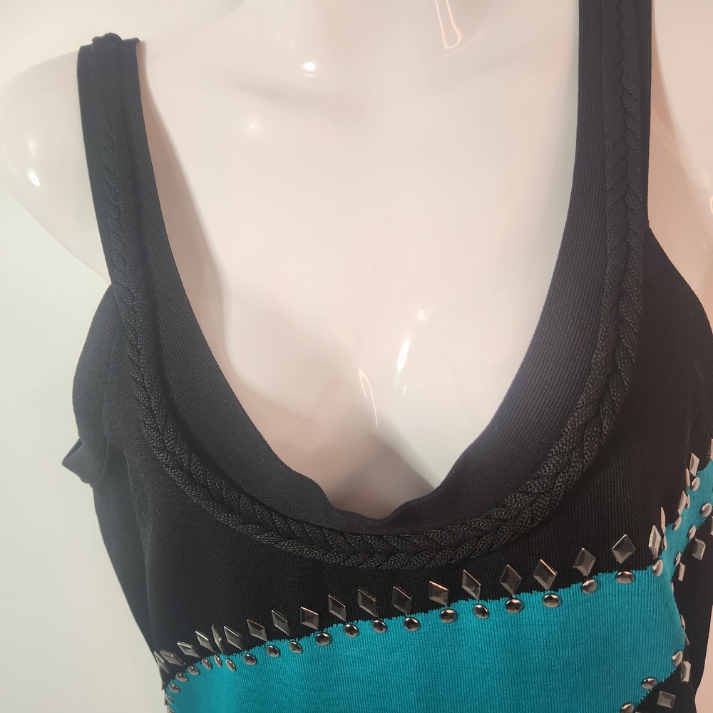 Guess by Marciano Black and Teal Mini Dress Size M - Picture 4 of 5